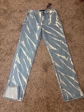 Lioness Light Blue & White Tie-Dye Straight Jeans